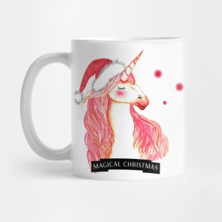 Magical christmas unicorn in watercolor Mug